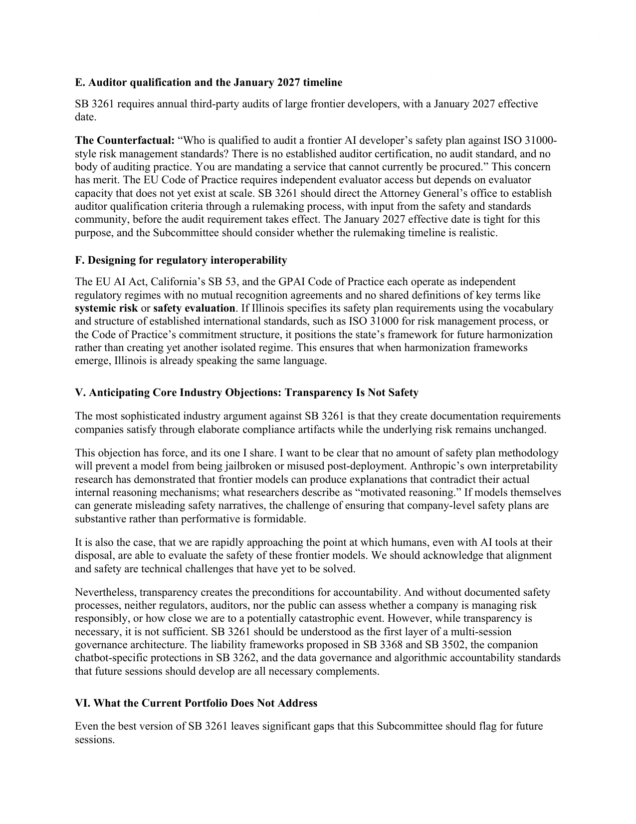 Written testimony, page 6 of 11