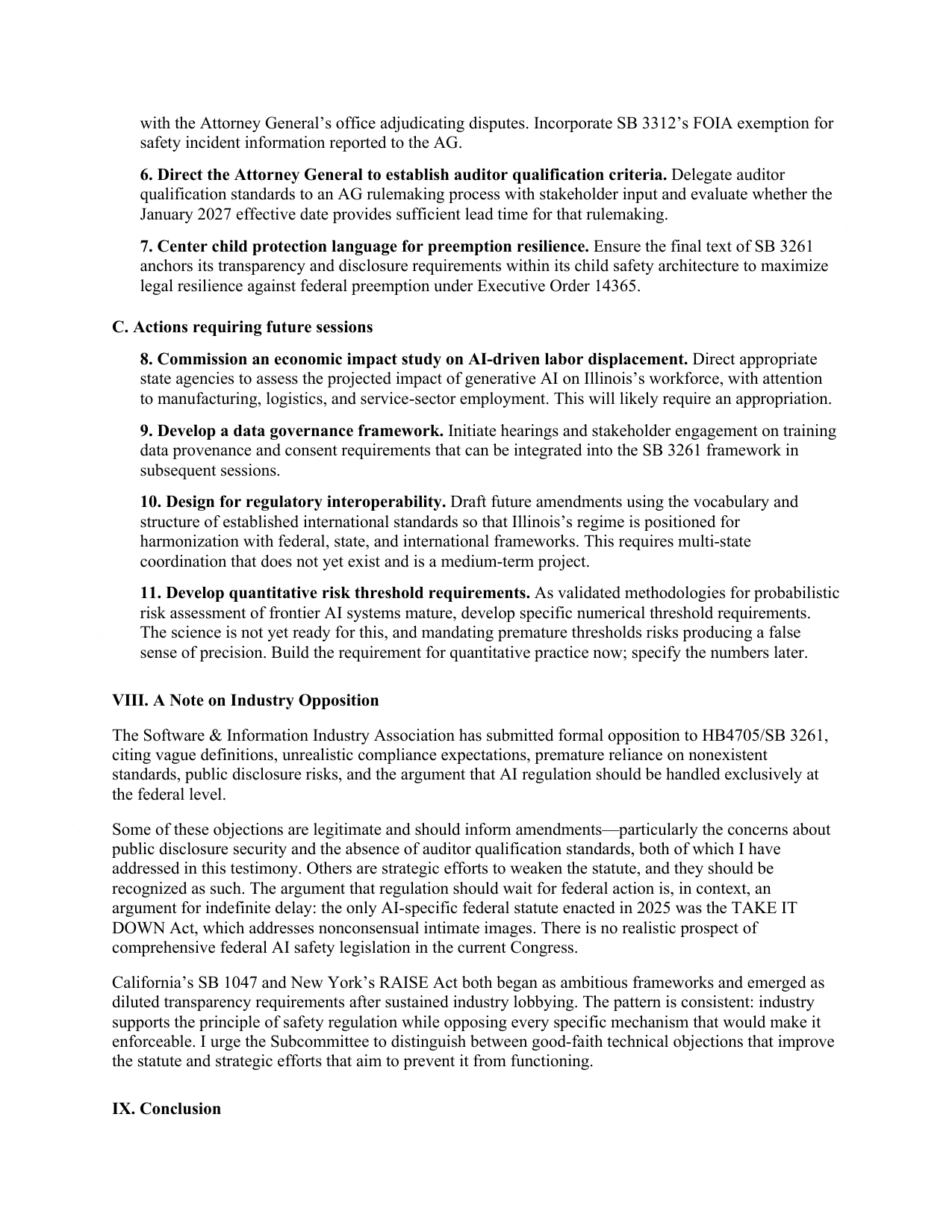 Written testimony, page 8 of 11