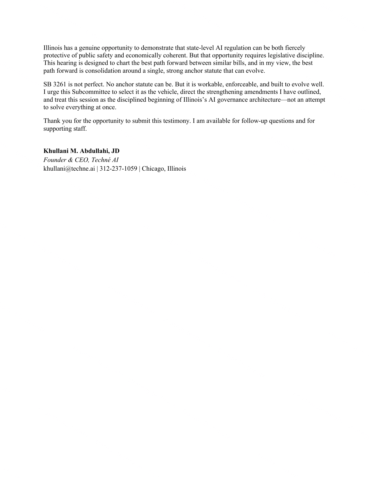 Written testimony, page 9 of 11